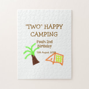 Zwei glückliche Camping-Kinder zum 2. Geburtstag B Puzzle
