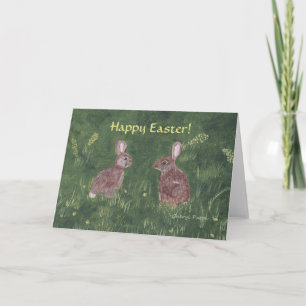 Zwei glückliche Häschen-Ostern-Gruß-Karten Feiertagskarte