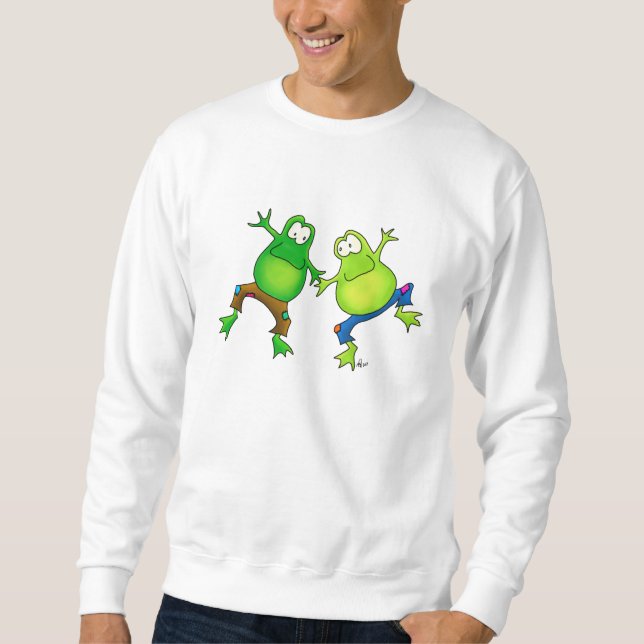 Zwei glückliche springende Frosch-Freunde Sweatshirt (Vorderseite)