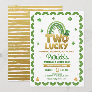 Zwei Glückspilze zum St. Patrick's Day 2. Geburtst Einladung