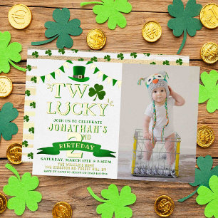 Zwei Glückspilze zum St. Patrick's Day 2. Geburtst Folieneinladung