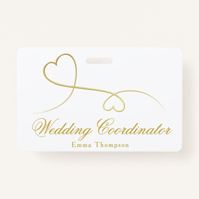 Zwei Gold Hearts | Hochzeitsplaner / Koordinator Ausweis (Vorderseite)