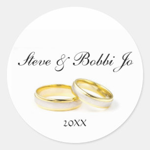 Zwei Gold Rings Personal Round Wedding Sticker