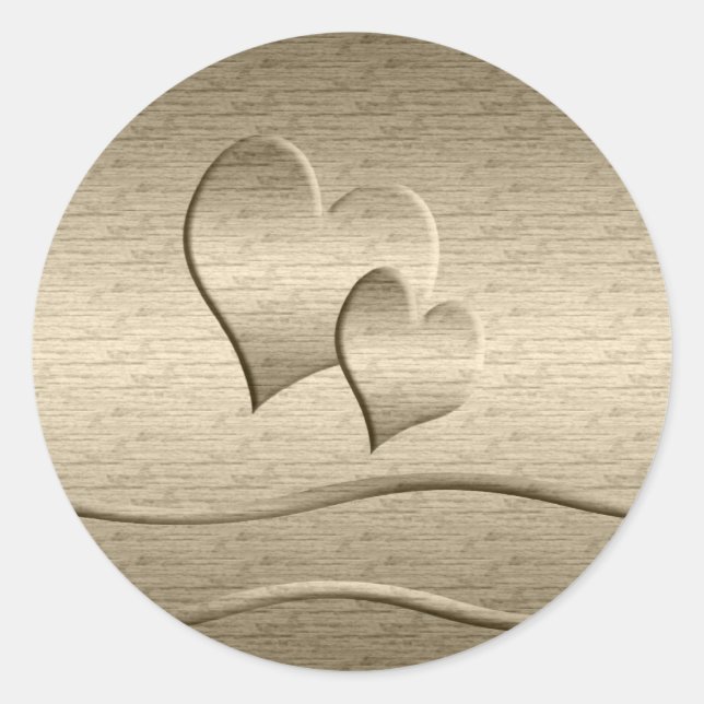 Zwei goldene Herzen Runder Aufkleber (Vorderseite)