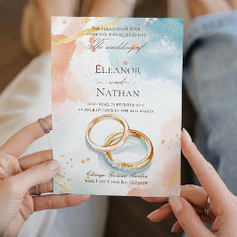 Zwei goldene Hochzeitsringe Einladung