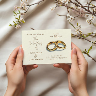 Zwei goldene Hochzeitsringe illustrieren Hochzeit Einladung
