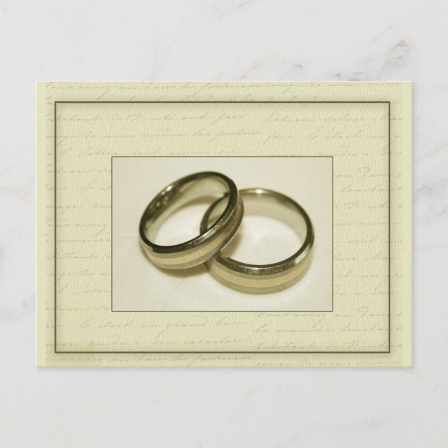 Zwei goldene Hochzeitsringe Postkarte (Vorderseite)