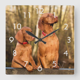 Zwei goldene Rost Vizsla Hunde Wall Uhr