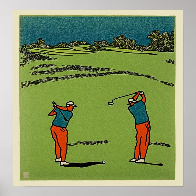 Zwei Golfer Holzblock Print Poster (Vorne)
