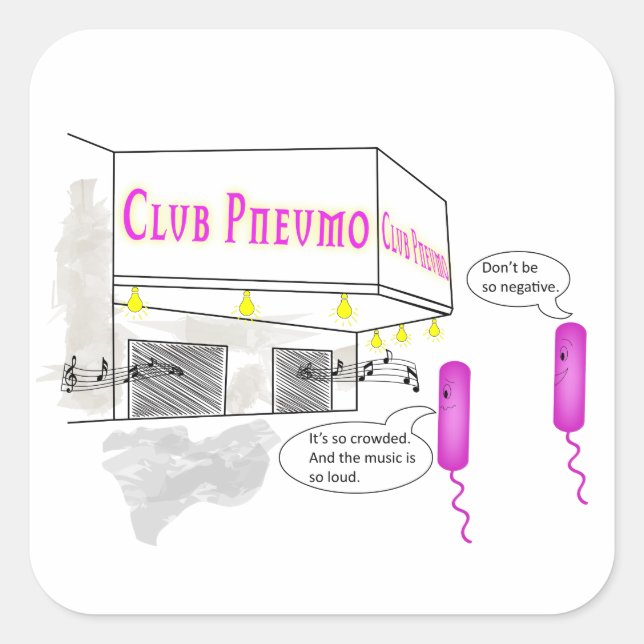 Zwei gramnegative Rod gehen in ein Bar Quadratischer Aufkleber (Vorderseite)