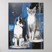 Zwei graue Katzen im Abstrakten Hintergrund