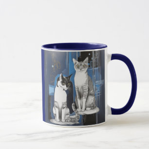Zwei graue Katzen im Abstrakten Hintergrund Tasse