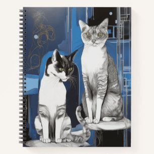 Zwei graue Katzen im Abstrakten Hintergrundjournal Notizbuch