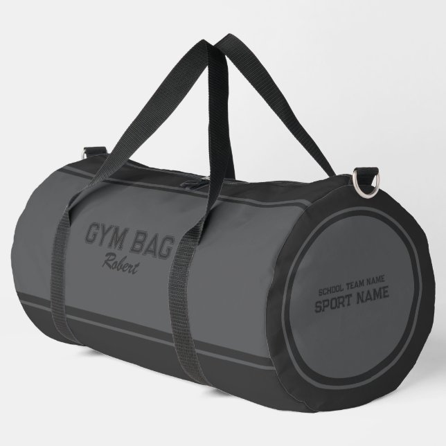 Zwei Grautöne typografiebasiertes Design Duffle Bag (Linke Ecke)
