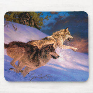 Zwei Grauwolf im Winter Mousepad