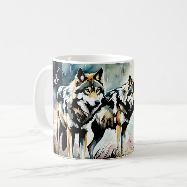 Zwei Grauwölfe Kaffeetasse (Vorderseite Links)