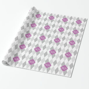Zwei Gray Wht Harlequin Orchid 3 Initialmonogramm Geschenkpapier