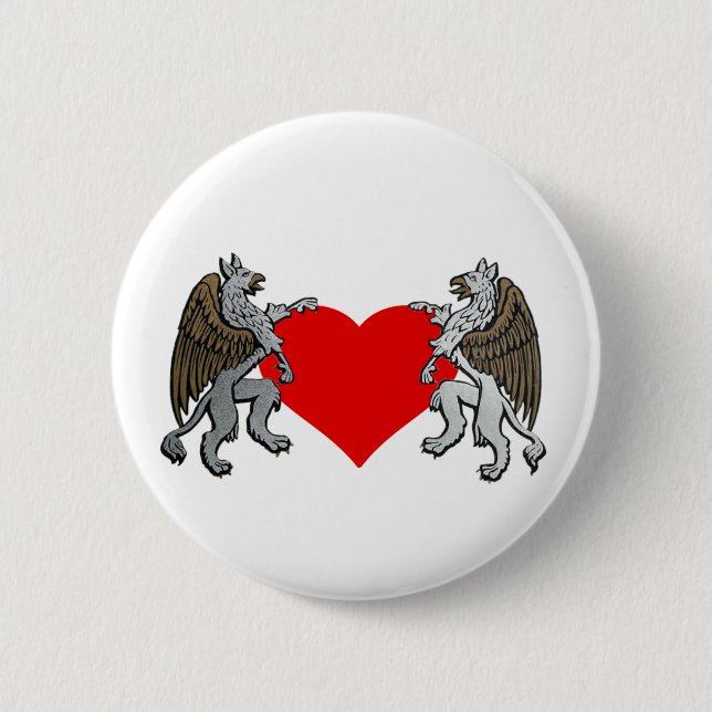 Zwei Greifen und ein Herz Button (Vorderseite)