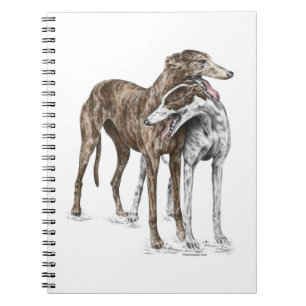 Zwei Greyhound Friends Dog Art Notizblock
