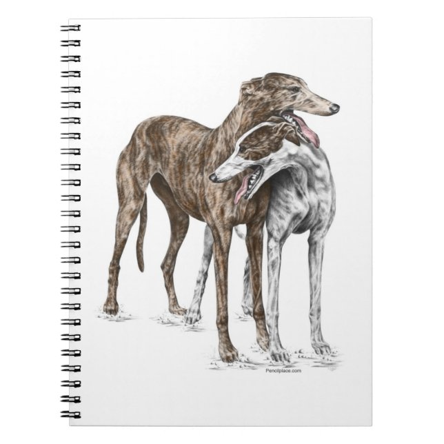 Zwei Greyhound Friends Dog Art Notizblock (Vorderseite)