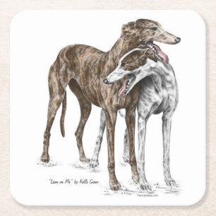 Zwei Greyhound Friends Dog Art Rechteckiger Pappuntersetzer