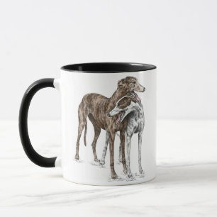 Zwei Greyhound Friends Dog Art Tasse