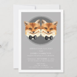 Zwei Grooms Fox Themed Gay Wedding Ankündigung