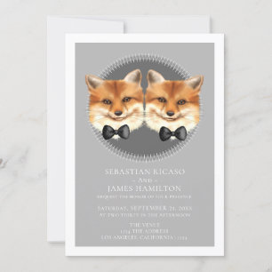 Zwei Grooms Fox Themed Gay Wedding Ankündigung