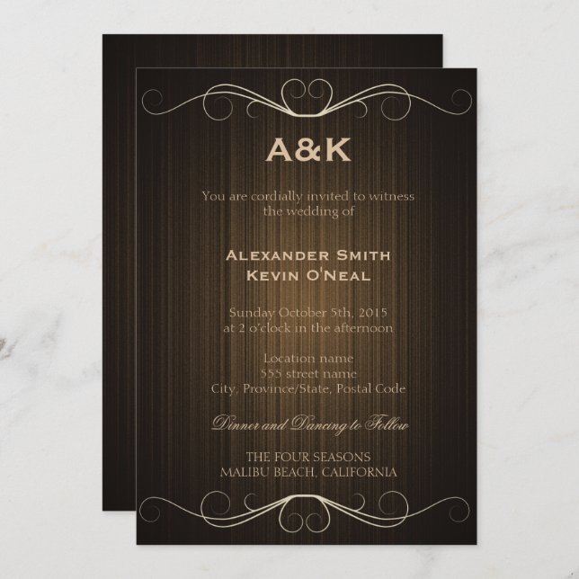 Zwei Grooms Gay Country Wedding ı Einladung (Vorne/Hinten)