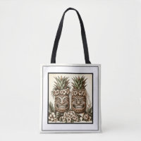 Zwei Grooms Gay Pineaple Tiki Head Retro Hochzeit