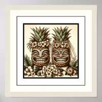 Zwei Grooms Gay Pineaple Tiki Head Retro Hochzeit