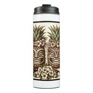Zwei Grooms Gay Pineaple Tiki Head Retro Hochzeit Thermosbecher