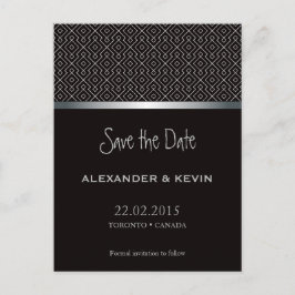Zwei Grooms-Gay Schwarz-Muster Hochzeit | Postkart Ankündigungspostkarte