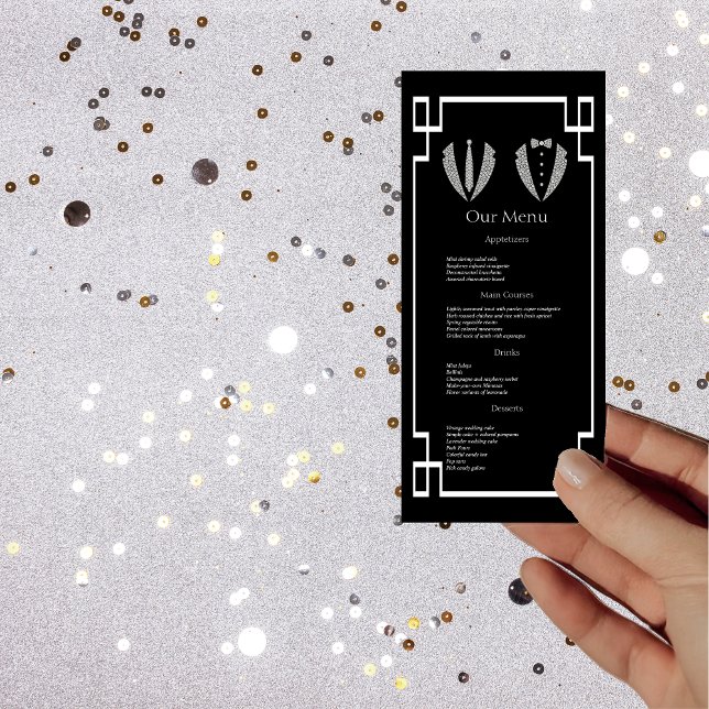 Zwei Grooms Gay Tuxedo Hochzeitsmenü Menükarte (Von Creator hochgeladen)