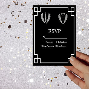 Zwei Grooms Gay Tuxedo Wedding RSVP Card Einladung