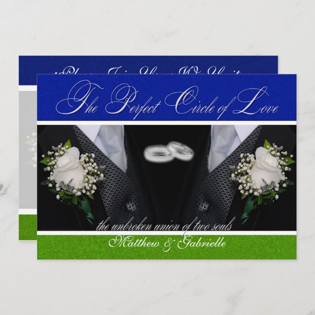 Zwei Grooms Gay Wedding oder Zivile Gewerkschaft B Einladung (Vorne/Hinten)