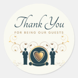 Zwei Grooms Male Hochzeit LGBTQ Cream Blue Vielen Runder Aufkleber