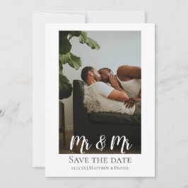 Zwei Grooms Mr. und Mr. Gay Wedding Foto Ankündigung