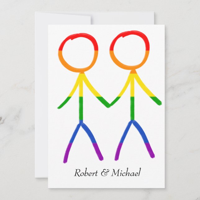 Zwei Grooms Rainbow-Liebe Save The Date (Vorderseite)