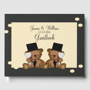Zwei Grooms Teddy Bears Gay Wedding Personalisiert Gästebuch