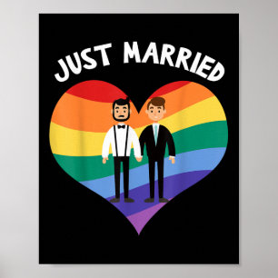 Zwei Grooms verheiratet Gay Wedding Party T-Shirt Poster