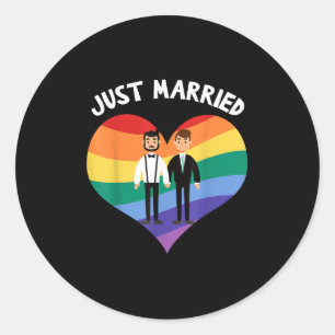 Zwei Grooms verheiratet Gay Wedding Party T-Shirt  Runder Aufkleber