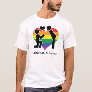 Zwei Grooms Vorschlag mit Herz individuell anpassb T-Shirt