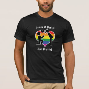 Zwei Grooms Vorschlag mit Herz individuell anpassb T-Shirt
