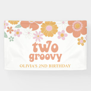 Zwei groovige retro-florale Geburtstagsbanner Banner