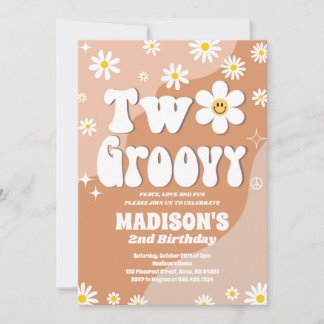 Zwei Groovy 2. Geburtstag Daisy Groovy Party Einladung