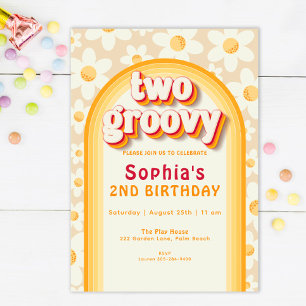 Zwei Groovy 2. Geburtstag Einladung Boho Daisy &