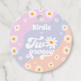 Zwei Groovy 2. Geburtstag Party Retro Daisy Party Geschenkanhänger