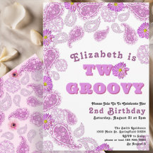 Zwei Groovy 2. Geburtstag Pink Paisley und Blume