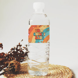 Zwei Groovy Babe Retro Rainbow 2. Party Wasserflaschenetikett